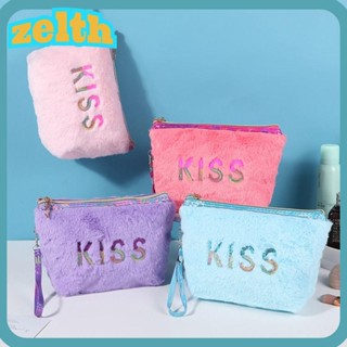 Zelth Makaron กระเป๋าเครื่องสําอาง มีซิป ขนาดใหญ่ แบบพกพา สีแคนดี้