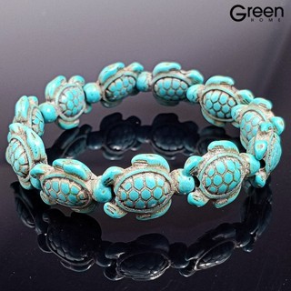 【GH】สร้อยข้อมือ จี้รูปสัตว์ทะเล เต่าทะเล สีเขียวขุ่น เป็นมิตรกับสิ่งแวดล้อม สําหรับทุกเพศ