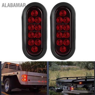 ALABAMAR 2pcs 10LED ไฟเลี้ยวด้านข้าง 6in ไฟท้ายรถบรรทุกกันน้ำรูปไข่สีแดงติดพื้นผิว