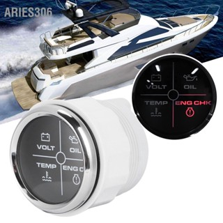 Aries306 52mm/2in Multifunction 4LED Alarm Indicator Volt Water Temp Oil Pressure Gauge 12/24V for Marine เรือ