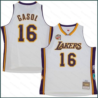 เสื้อกีฬาบาสเก็ตบอล ลาย NBA Hall Of Fame Los Angeles Lakers Gasol Jersey สไตล์เรโทร พลัสไซซ์ SY3 2023-2024 สําหรับผู้ชาย และผู้หญิง YS3