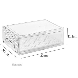 [Fenteer1] ตะกร้าลิ้นชักใส วางซ้อนกันได้ พร้อมช่องระบายน้ํา สําหรับตู้แช่แข็ง ห้องครัว ห้องน้ํา บ้าน