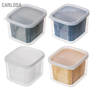 CARLOSA Kitchen Produce Vegetable Fruit Storage Container 2 Compartments Fridge Organizer for Onion Ginger Garlic
