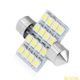 Kook หลอดไฟ LED 3528 16SMD 31 มม. สําหรับติดป้ายทะเบียนรถยนต์ 1 ชิ้น