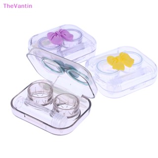 Thevantin กล่องคอนแทคเลนส์ สีชมพู ใส หัวใจ โบว์ คอนแทคเลนส์ เคสมินิ น่ารัก ตา คอนแทคเลนส์ กล่องคอนแทคเลนส์ กล่องสินค้าดี