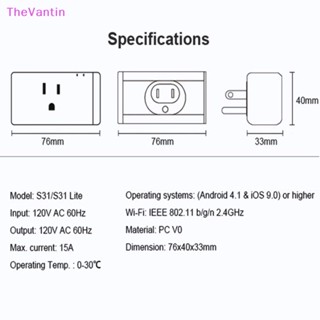 Thevantin SONOFF S31 ปลั๊กไฟอัจฉริยะ WiFi US ควบคุมผ่านแอพ EwElink รองรับ Alexa Google Home goods