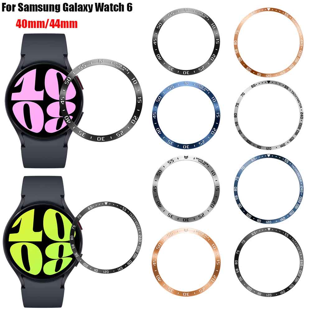 กรอบโลหะ สําหรับ Samsung Galaxy Watch 6 44 มม. 40 มม. แหวน ฝากาว ป้องกันรอยขีดข่วน อุปกรณ์เสริมสมาร์ทวอทช์
