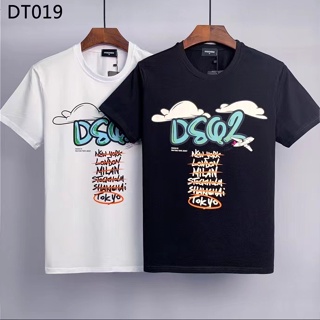 Dsquared2 ใหม่ เสื้อยืดลําลอง ผ้าฝ้าย แขนสั้น พิมพ์ลาย d2 สําหรับผู้ชาย