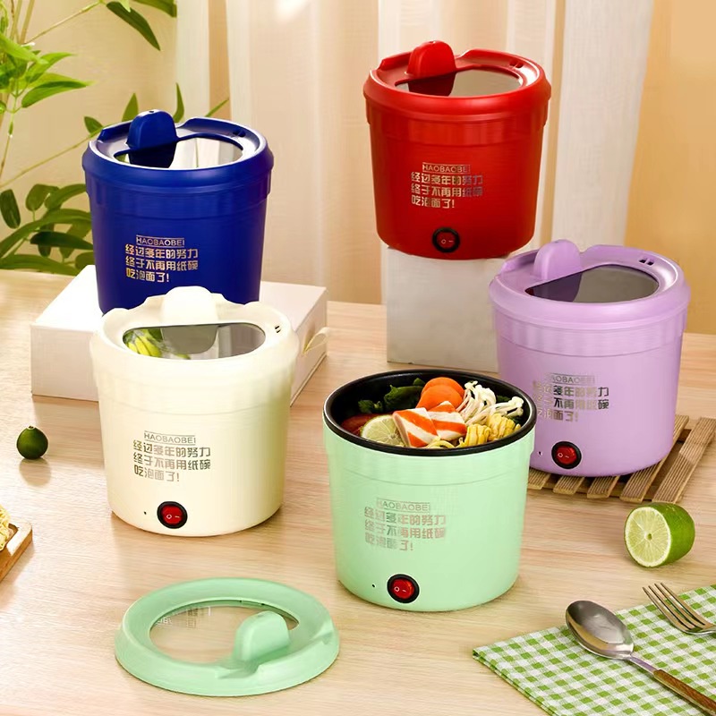 5สีหม้อไฟฟ้าอเนกประสงค์ หม้อมินิไฟฟ้า หม้อต้ม ผัด แกง ทอด หม้อชาบูมินิมอล หม้อเด็กหอ หม้อหุงข้าว แบบพกพาและขนาดเล็ก 500W
