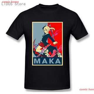 เสื้อยืดแขนสั้นบ้านการ์ตูนเสื้อยืดใหม่การ์ตูนอะนิเมะ Maka Soul Eater ญี่ปุ่น Dark Fantasy อะนิเมะตัวละครแขนสั้ w)OS-5XL