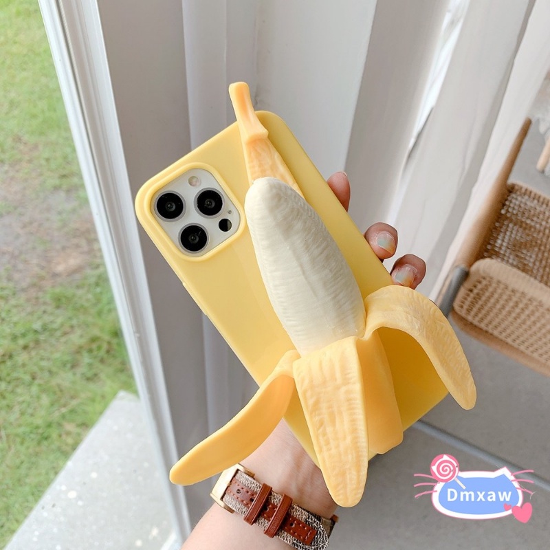 เคสโทรศัพท์มือถือแบบนิ่ม ลายกล้วยตลก 3D พร้อมขาตั้ง สําหรับ Realme 11 Pro Pro+ 11X C53 C55 C30 C30S 