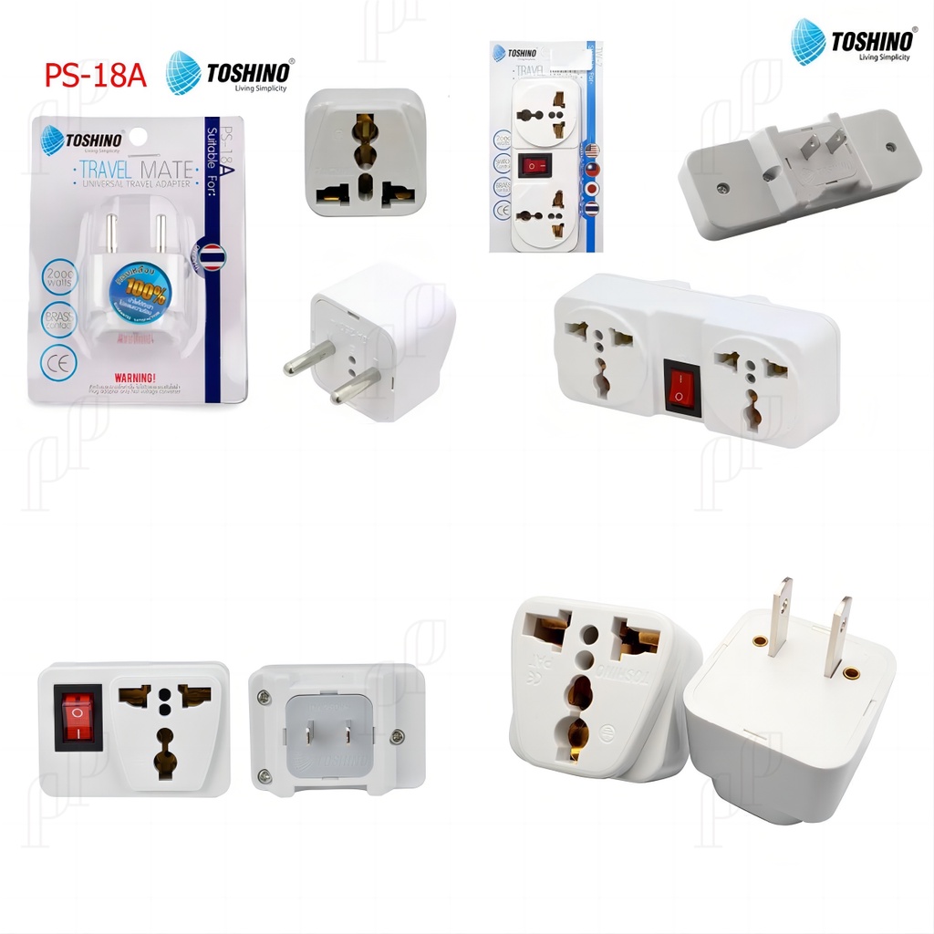 Toshino โตชิโน่ ปลั๊กแปลง 2ขาแบน 2ขากลม 3ขาแบน มีสวิทช์ 2000w 2200w 2300w แข็งแร