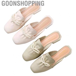 Goonshopping Summer Close Toe Sandals  Outerwear Faux Pearl Women Slides Ergonomic Casual Cute Backless Lightweight for Girl Travel