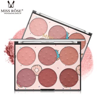 MISS ROSE บลัชออน 6 สี ติดทนยาวนาน พาเลทบลัชออนสีแดงธรรมชาติเนื้อแมตต์เป็นมิตรกับผิว