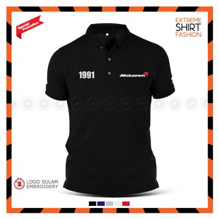 เสื้อยืดโปโล ผ้าฝ้าย พิมพ์ลายโลโก้ McLaren 1991 MP4 F1 GrandPrix Champion Honda V12 Baju