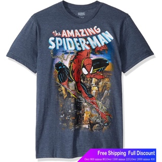 เสื้อยืดแขนสั้นTee เสื้อวันพีช เสือยืดผู้ชาย เสื้อบอดี้โ Marvel Mens Amazing Spider-Man T-shirt Avengers Teamc$=S-5XL