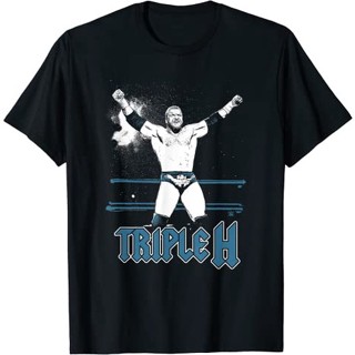 เสื้อยืดแขนสั้น ผ้าฝ้าย 100% พิมพ์ลาย WWE Triple H Mist Spray พรีเมี่ยม แบบหนา นําเข้า ระบายอากาศ สําหรับวัยรุ่น ผู้หญิง