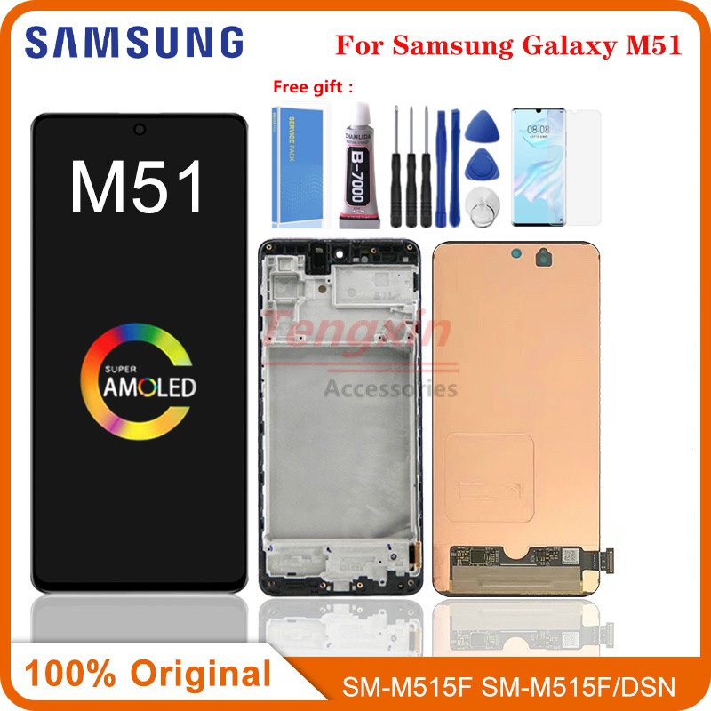 6.7 "; Original Super AMOLED สําหรับ Samsung Galaxy M51 LCD M515 M515F Touch Screen Digitizer Assembly สําหรับ Samsung M51 จอแสดงผล