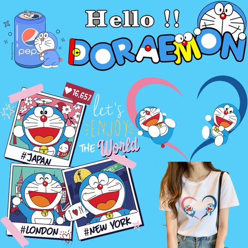สติกเกอร์ พิมพ์ลายการ์ตูนโดราเอมอน และกางเกง DIY สําหรับตกแต่ง