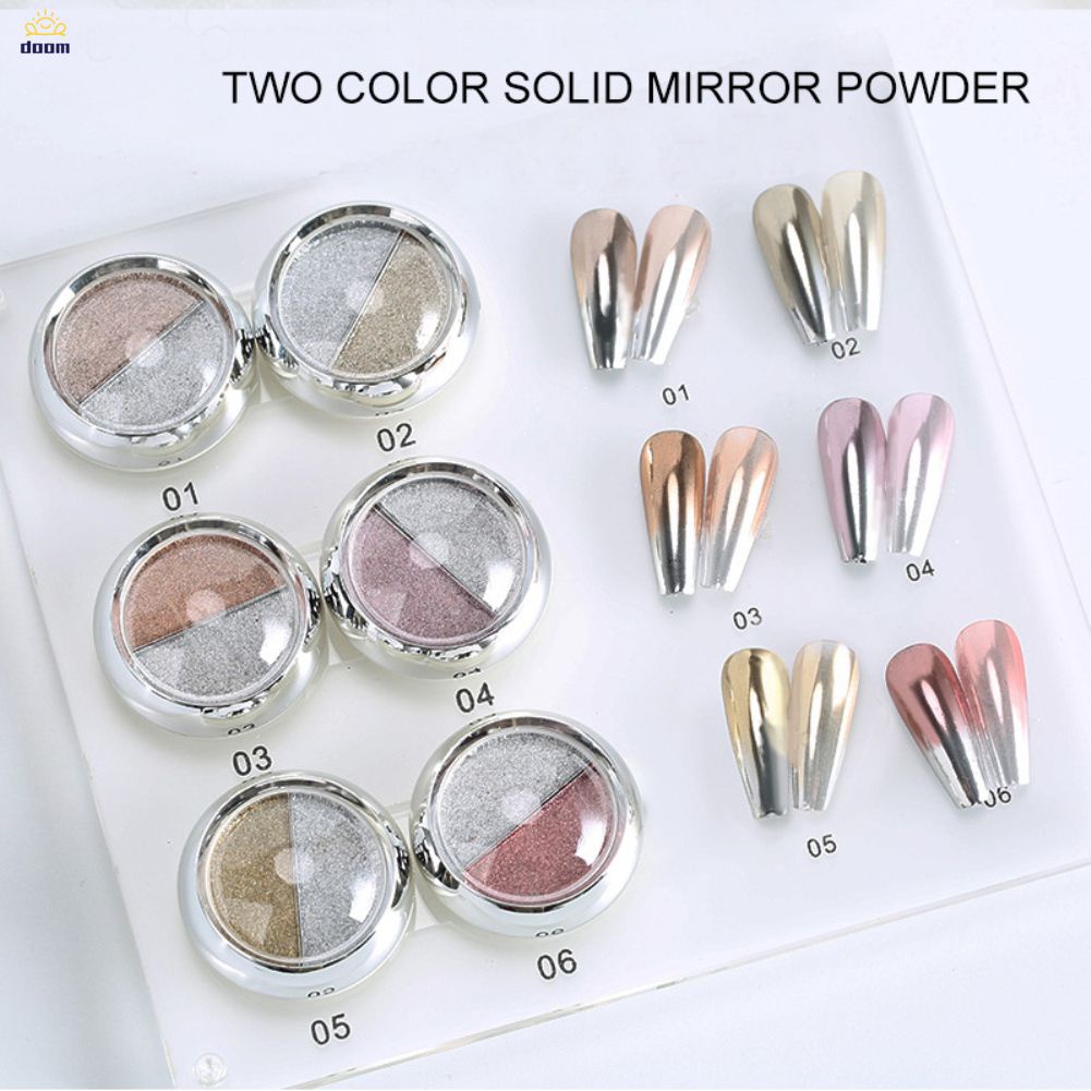 การเพิ่มเล็บ Solid Magic Mirror Powder การเพิ่มประสิทธิภาพเล็บ Two-Color Magic Mirror Powder Laser Powder Titanium Gold Powder Solid Aurora Glitter Powder 【Doom】