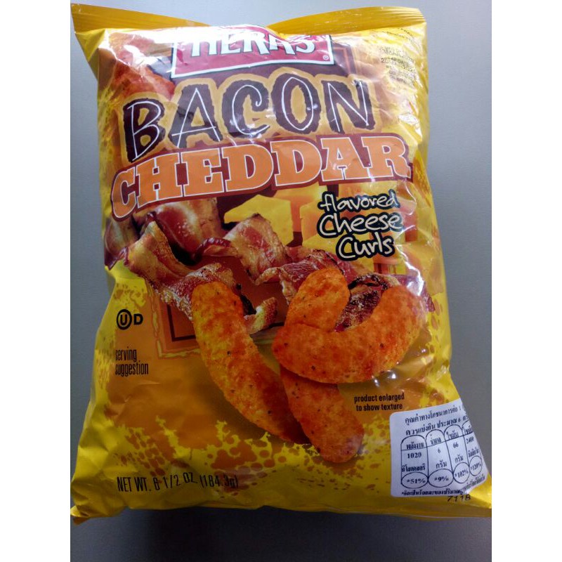 🔥 Herr's Bacon Cheddar Curls ข้าวโพดอบกรอบ รสเบคอน และชีส  🔥