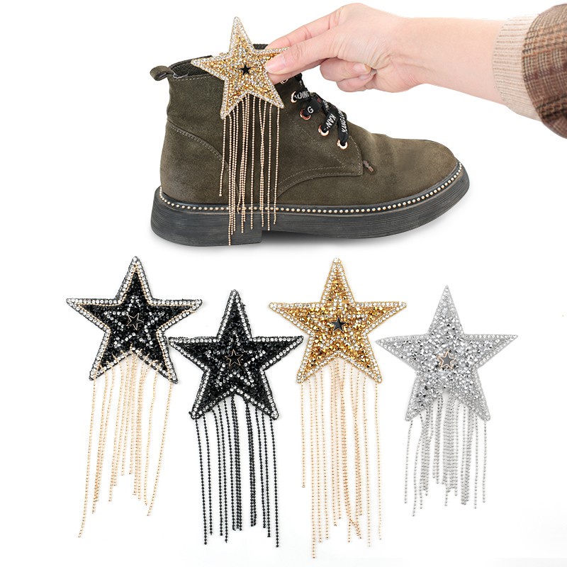 Sparkling Rhinestone ดาวห้าแฉกรูปแบบ Hot fix Clothe Patch แฟชั่น Sequined รองเท้า/หมวก/กระเป๋า Appliques Iron-on Patch