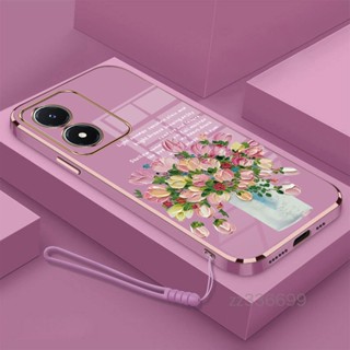 เคส OPPO A17 OPPO A17K เคสโทรศัพท์ ดอกไม้ ซิลิโคน สวย เคสโทรศัพท์ ส่งสายคล้อง