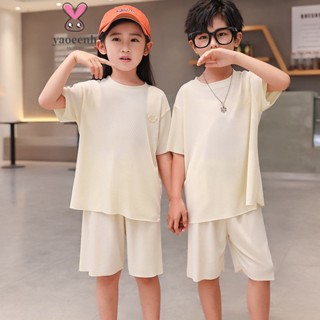 【YAOEENH】ชุดเสื้อแขนสั้น กางเกงขาสั้น ลําลอง ทรงหลวม ลายหน้า…