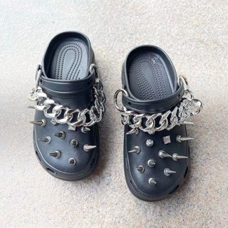 เครื่องประดับ จี้หมุดย้ํา สไตล์พังก์ สําหรับตกแต่งรองเท้า Crocs