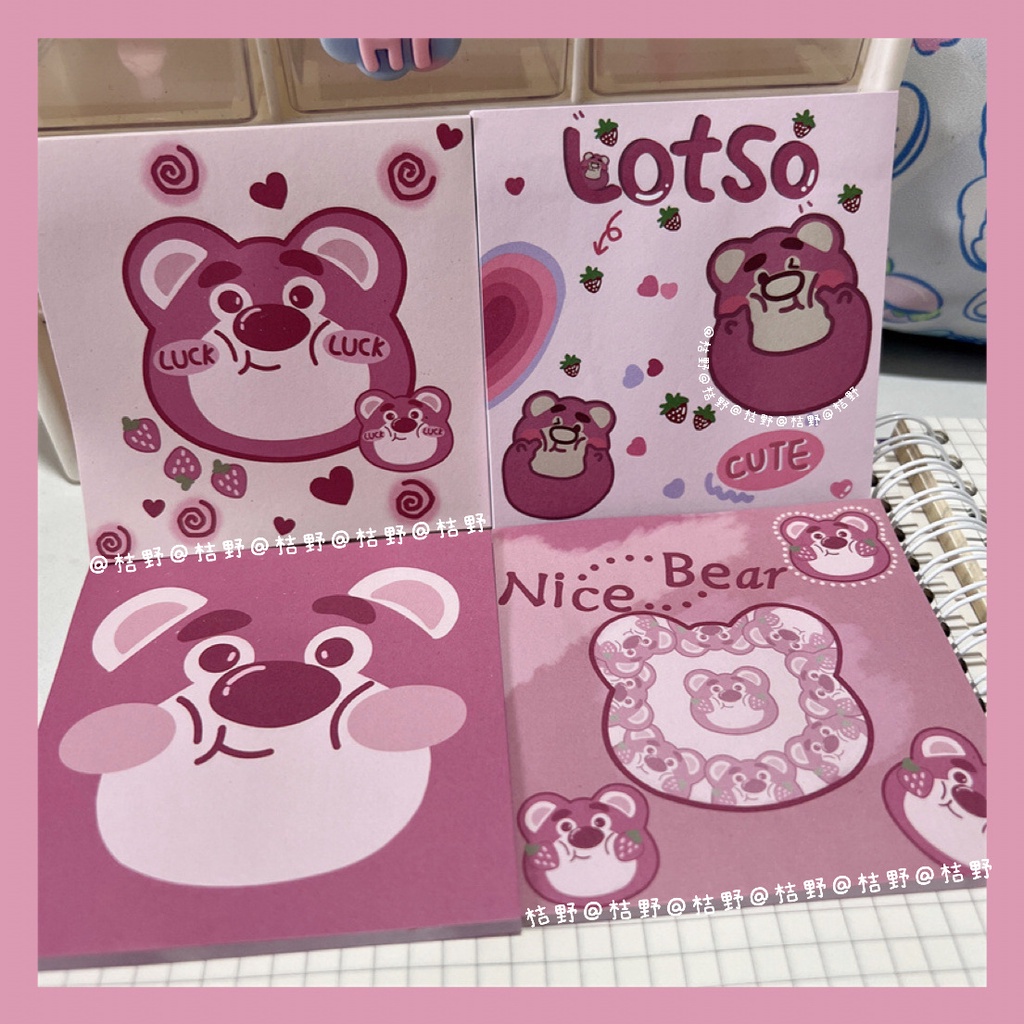 50 แผ่นน่ารักสตรอเบอร์รี่หมีสีชมพู Postit นักเรียน Post It เครื่องเขียน