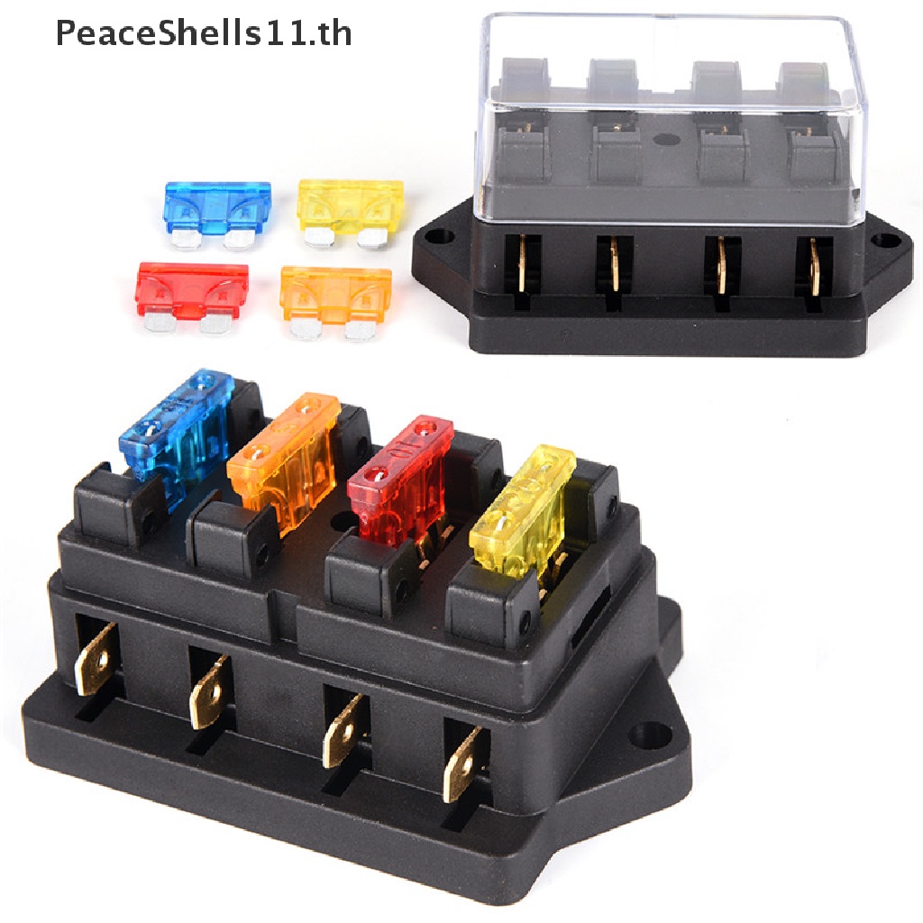 Peaceshells กล่องฟิวส์วงจร 4 ทาง ATO Blade 12V 24V+4 ทาง สําหรับรถยนต์ TH