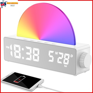 Sunrise นาฬิกาปลุกดิจิทัล LED 7 สี ควบคุมด้วยการสัมผัส ปลุกไฟ ปลุกตอนเช้า