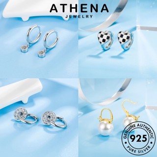 ATHENA JEWELRY แฟชั่น ต่างหู ผู้หญิง เครื่องประดับ แท้ เกาหลี 925 เพชร เงิน หนีบ ไข่มุก ต้นฉบับ มอยส์ซาไนท์ Silver ตุ้มหู เครื่องประดับ ห่วง M014