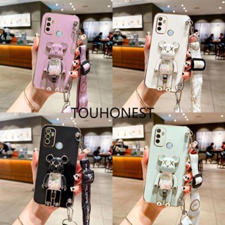 เคส Tecno Camon 19 Pro เคส Tecno Camon 18P เคส Tecno Pova 3 Case Tecno Pova 4 pro Case Tecno Pova Neo 2 Case Silicone Anime Cute Kaws Bear Stand Cartoon Wrist Band Phone Case Casing Cover Cases TS โทรศัพท์มือถือ ซิลิโคน ลายการ์ตูนหมี น่ารัก