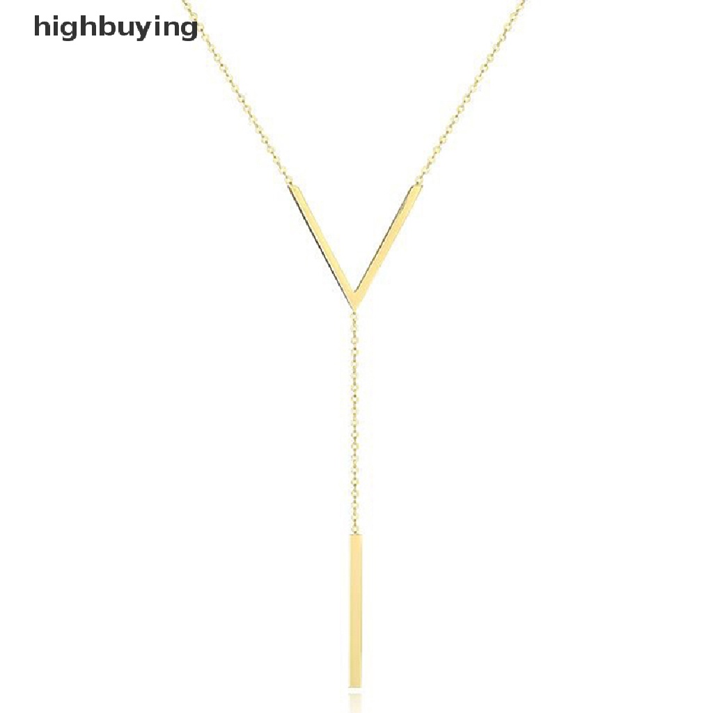 [highbuying] สร้อยคอโซ่ สเตนเลส รูปตัว V ยาว เซ็กซี่ กระดูกไหปลาร้า ผู้หญิง และเด็กผู้หญิง สเตนเลส สีทอง สร้อยคอโซ่ เครื่องประดับ ปาร์ตี้ สินค้าใหม่