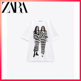 Zara ใหม่ เสื้อยืด พิมพ์ลาย เสื้อผ้าผู้หญิง