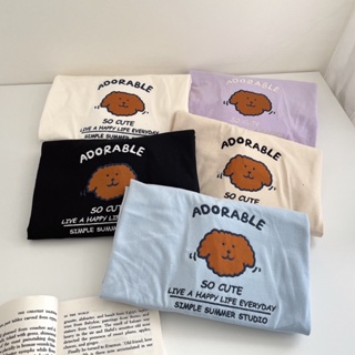 S246 เสื้อยืด oversize ผ้าคอตตอน ปัก adorable