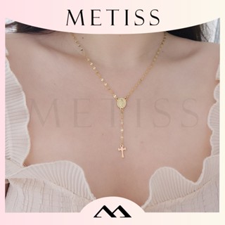 Metiss สร้อยคอ จี้ไม้กางเขน สีทอง เรียบง่าย เครื่องประดับหมั้น แฟชั่นสําหรับผู้หญิง