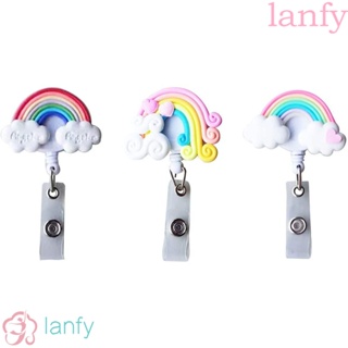 Lanfy คลิปหนีบบัตรประจําตัว บัตรประจําตัว ป้ายชื่อ บัตรพยาบาล สีรุ้ง สําหรับสํานักงาน