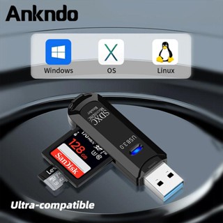 Ankndo 2-in-1 อะแดปเตอร์การ์ดรีดเดอร์ USB 3.0 เป็น SD Micro SD TF สําหรับคอมพิวเตอร์ แล็ปท็อป