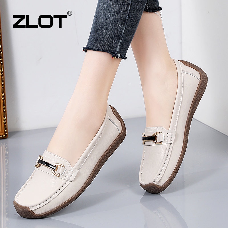 Zlot รองเท้าโลฟเฟอร์ รองเท้าหนังนิ่ม คุณภาพสูง แฟชั่นสําหรับผู้หญิง ไซซ์ 44