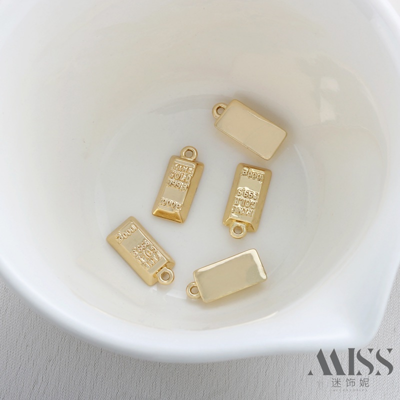 จี้ DIY 14K Gold-packed Gold สีระบุแกะสลัก 999.9 อิฐทองขนาดเล็ก Gold Nuggage 1,000g Gold Bar จี้ DIY