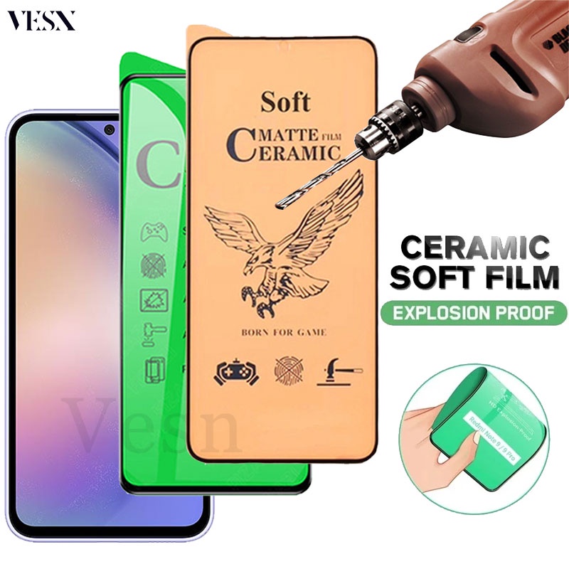 ฟิล์มเซรามิก แบบใส เต็มจอของแท้ ฟิล์มกันรอย ฟิล์มพลาสติก ไม่แตก Samsung ss Galaxy S24 S23 S21 S20 FE