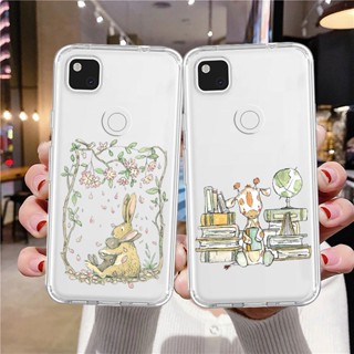 เคสโทรศัพท์มือถือแบบนิ่ม ใส กันกระแทก ลายกระต่ายยีราฟน่ารัก สําหรับ Google Pixel 7 Pro 6a 6 5a 4 3a 3 2 XL