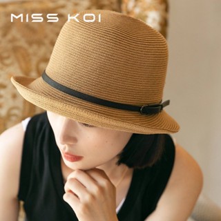 Misskoi [พร้อมส่ง] หมวกฟางปีกสั้น แบบบาง กันแดด พับได้ เข้ากับทุกการแต่งกาย แฟชั่นฤดูร้อน สําหรับผู้หญิง