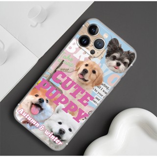 เคสซิลิโคนนิ่ม ลายลูกสุนัขน่ารัก สีชมพู สําหรับ Case เคสไอโฟน Iphone 13 Mini 14 Pro Max X Xr 6s 7 8 Plus 11 12 Pro Xs Max Se2020 เคสโทรศัพท์