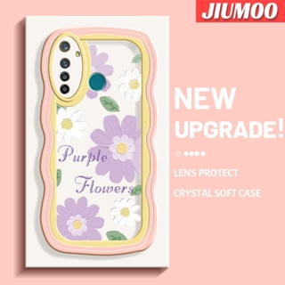 เคสโทรศัพท์มือถือซิลิโคนใส กันกระแทก ลายดอกไม้สีม่วง สําหรับ Realme 5 Pro