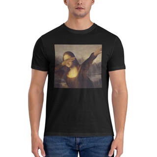 เสื้อยืด ผ้าฝ้ายแท้ พิมพ์ลาย Dabbing Mona Lisa Dab Art Gioconda คุณภาพสูง สําหรับผู้ชาย