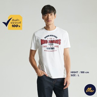 #ถูกสุด Mc JEANS เสื้อยืดแขนสั้น ผู้ชาย เสื้อยืด แม็ค แท้ คอกลม สีขาว ผ้านุ่ม ระบายอากาศได้ดี MTSZ712