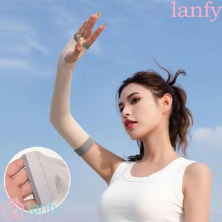 Lanfy ปลอกแขน ผ้าเรยอน กันแดด ระบายอากาศ ป้องกันรังสียูวี แฟชั่นฤดูร้อน สําหรับผู้ชาย และผู้หญิง